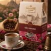Müftüzade Efendi 150 g Gül Kahvesi kutusu ve fincan sunumu