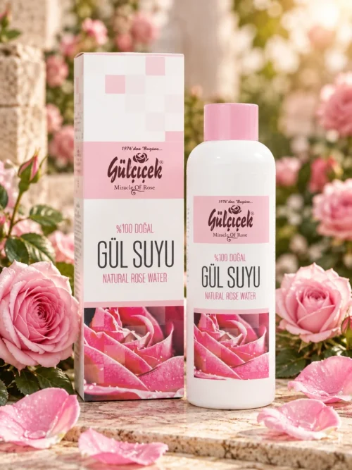 200 ml Gülçiçek doğal gül suyu kutusu ve şişesi