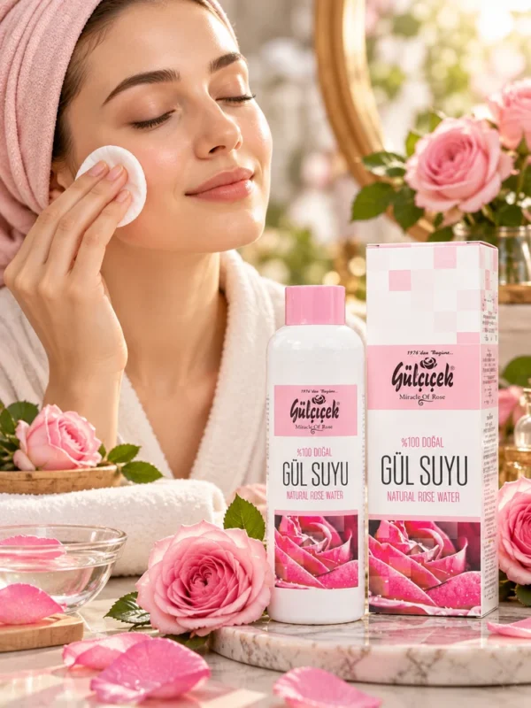 200 ml doğal gül suyu cilt bakımında kullanım