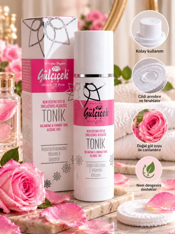 Gülçiçek 150 ml tonik kullanım ve cilt bakım ürünü