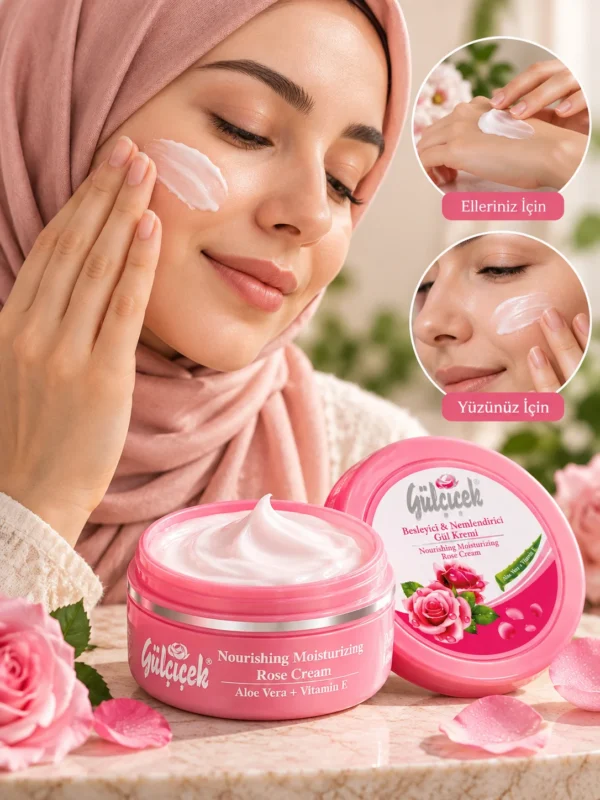 Gülçiçek 150 ml gül kremi el ve yüz bakımında kullanım