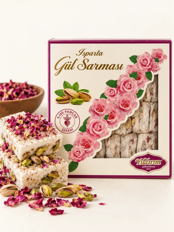 Isparta Antep Fıstıklı Gül Sarması 400 gr Pancar Şekeri - Yıldırım Şekerleme