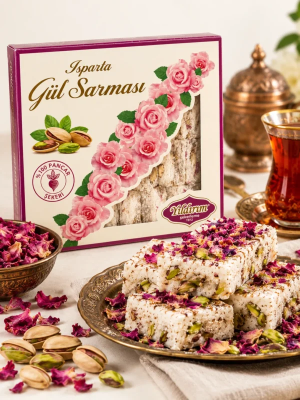 Isparta Antep Fıstıklı Gül Sarması 400 gr Pancar Şekeri - Yıldırım Şekerleme