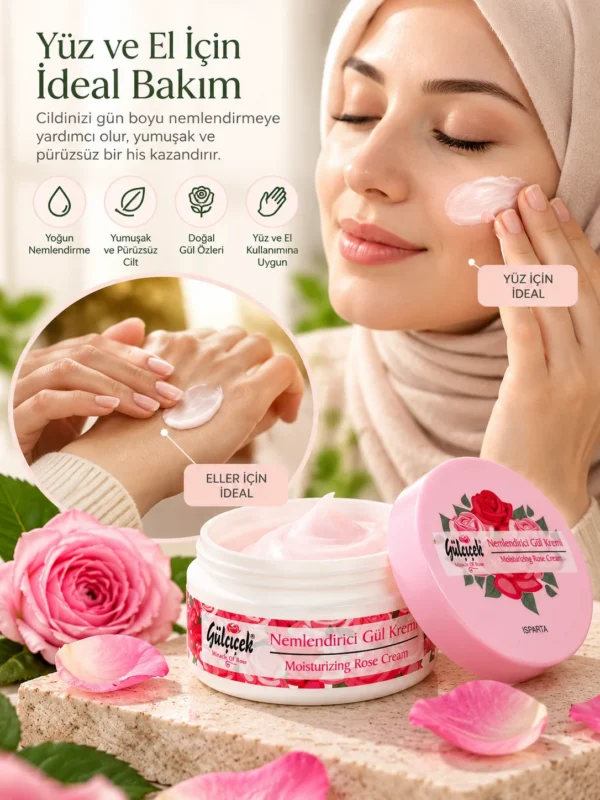 Gülçiçek 100 ml Nemlendirici Gül Kremi ürün ambalajı arka yüz