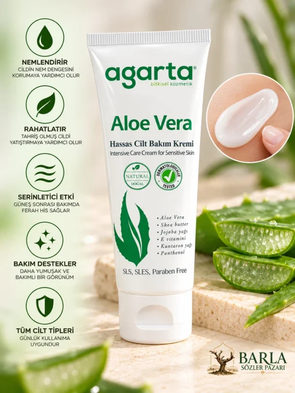 Agarta Doğal Aloe Vera Hassas Cilt Bakım Kremi 75 ML