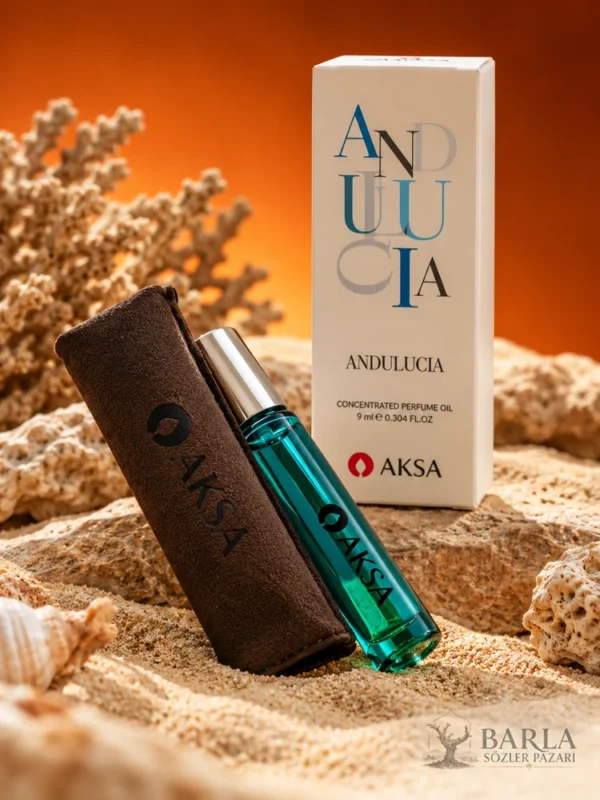 Aksa Andulucia 9 ml Roll-On Esans kahverengi koruyucu kılıfı ve kutusuyla