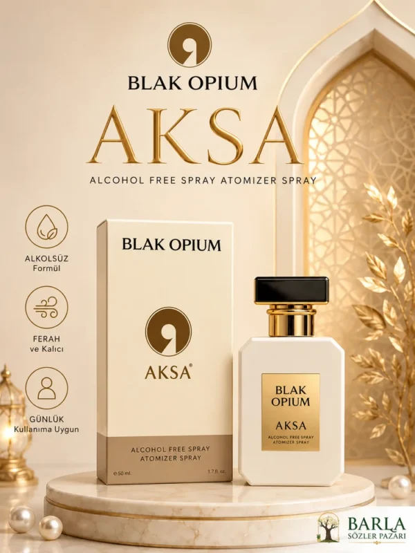 Aksa Black Opium Spreyli Parfüm 50 ml alkolsüz parfüm kutusu ve şişesi