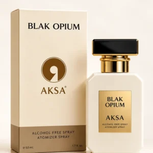 Aksa Black Opium Spreyli Parfüm 50 ml alkolsüz parfüm kutusu ve şişesi