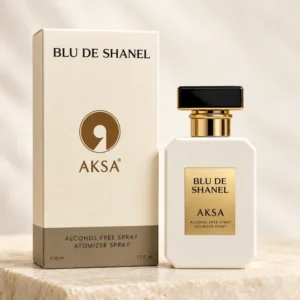 Aksa Blu De Shanel 50 ml alkolsüz parfüm spreyi kutusu ve şişesi