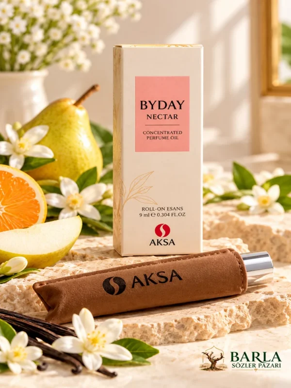 Aksa BYDAY NECTAR 9 ml Roll-On Esans kahverengi koruyucu kılıfı ve kutusuyla