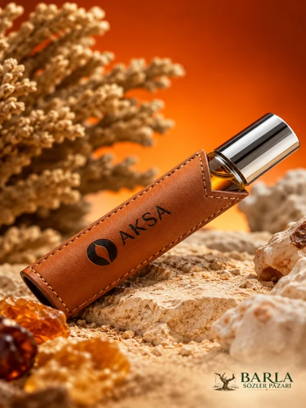 Aksa Cordoba 9 ml Roll-On Esans kahverengi koruyucu kılıf ve gümüş kapak yakın çekimi