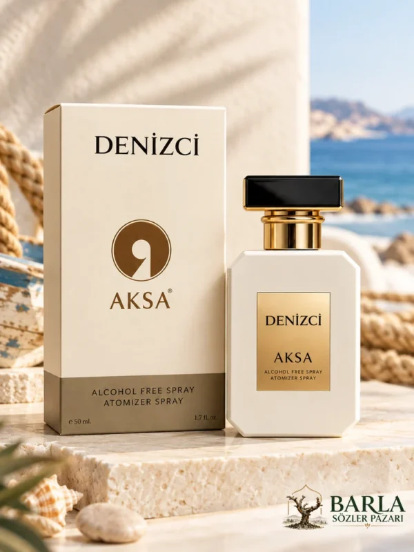 Aksa Denizci 50 ml alkolsüz parfüm spreyi kutusu ve şişesi