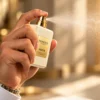 Aksa Denizci 50 ml alkolsüz parfüm spreyini elinde tutarak kullanan kişi