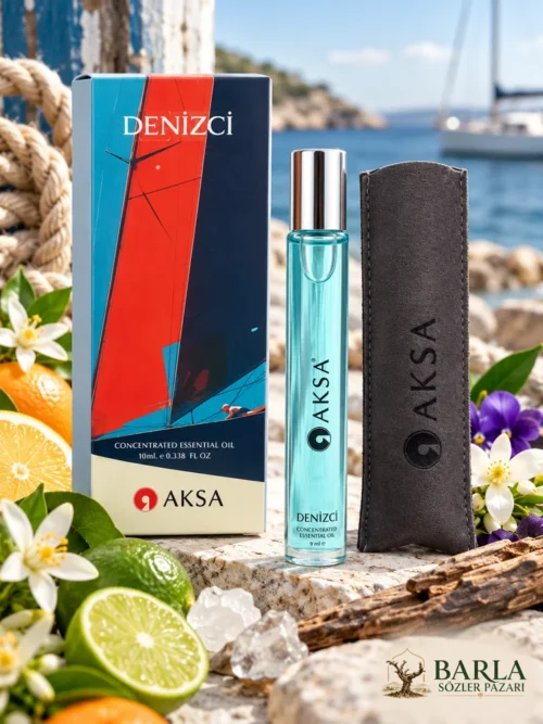 Aksa DENİZCİ 9 ml Roll-On Esans kutusu ve turkuaz şişesi