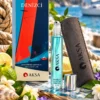 Aksa DENİZCİ Roll-On Esans kutusu, turkuaz şişesi ve taşıma kılıfı