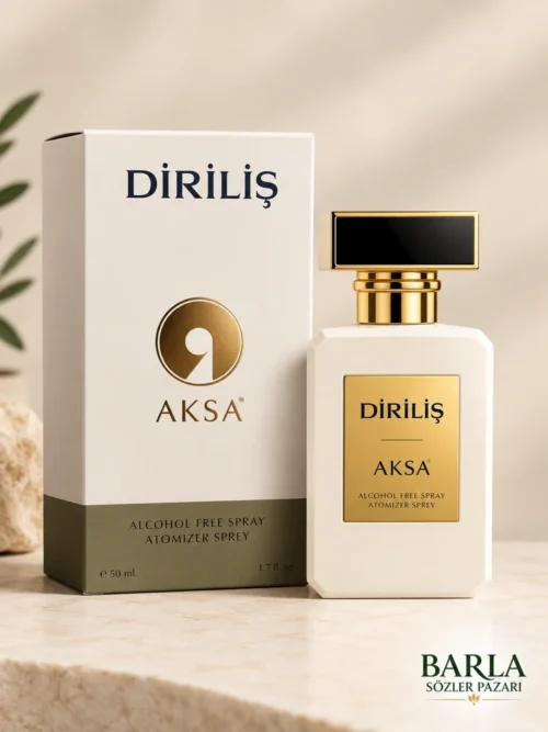 Aksa Diriliş 50 ml alkolsüz parfüm spreyi kutusu ve şişesi