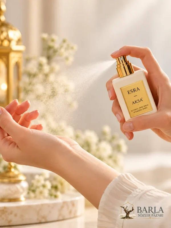Aksa Esra 50 ml alkolsüz parfüm spreyi kullanım görseli