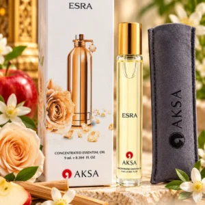 Aksa Esra Roll-On Esans 9 ml kutu ve ürün şişesi