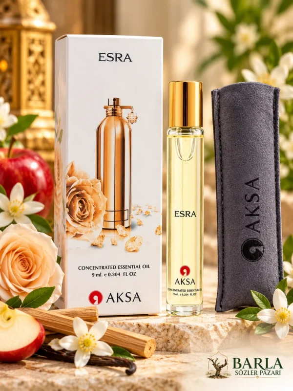 Aksa Esra Roll-On Esans 9 ml kutu ve ürün şişesi