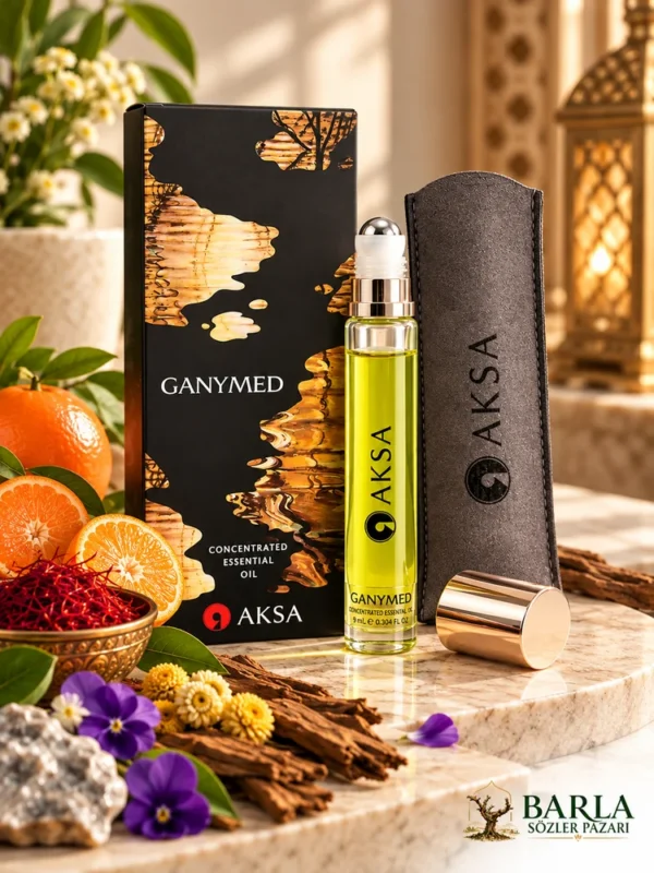 Aksa Ganymed Roll-on Esans safran ve mandalina temalı dekoratif ürün görseli