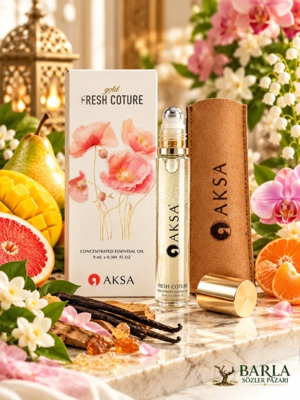 Aksa Gold Fresh Coture Roll-on Esans meyvemsi ve çiçeksi koku konsepti