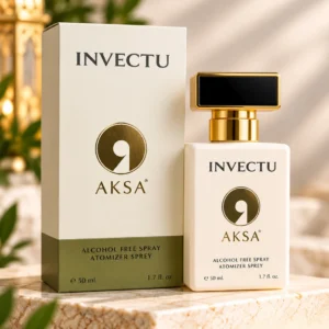 Aksa Invectu 50 ml alkolsüz parfüm spreyi kutusu ve şişesi