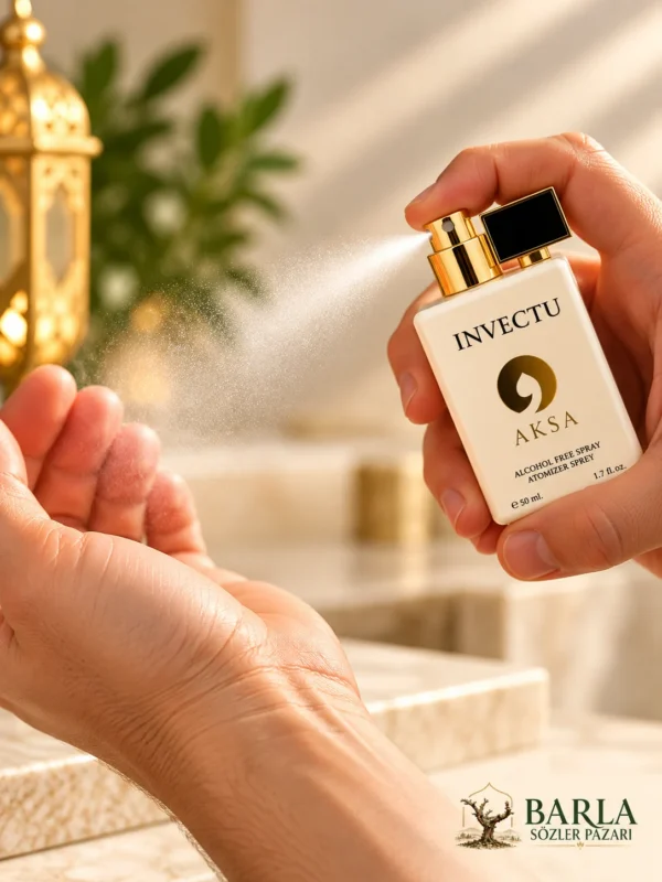Aksa Invectu 50 ml alkolsüz parfüm spreyi kutusu ve şişesi kullanım
