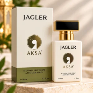 Aksa Jagler 50 ml alkolsüz parfüm spreyi kutusu ve şişesi