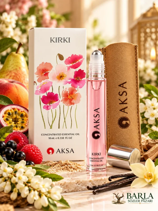 Aksa Kırkı Roll-on Esans 9 ml kutusu ve kahverengi kılıflı şişesi