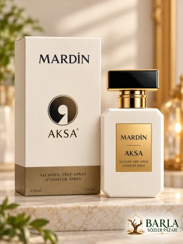 Aksa Mardin alkolsüz parfüm 50 ml kutusu ve sprey şişesi