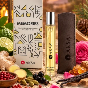 Aksa Memories 9 ml alkolsüz roll-on esans kutusu ve ürünü