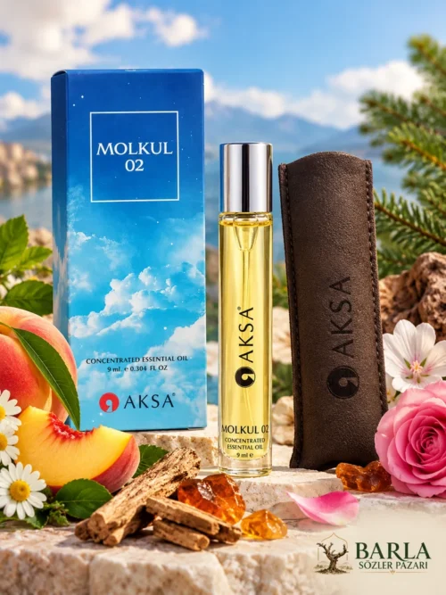 Aksa Molkul 02 Roll-On Esans 9 ml kutusu, şişesi ve koruyucu kılıfı