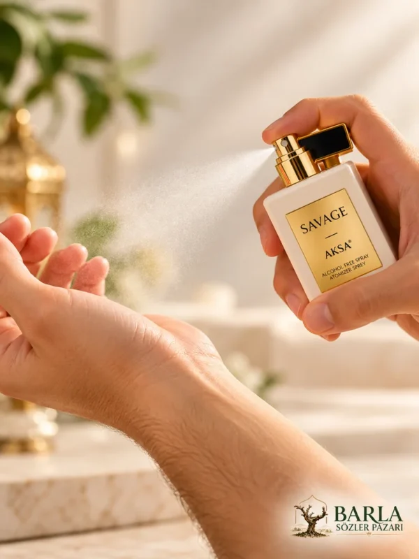 Aksa Savage 50 ml alkolsüz parfüm spreyi kullanım görseli