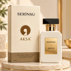 Aksa Serinsu 50 ml alkolsüz parfüm spreyi kutusu ve şişesi
