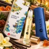 Aksa Vanilla Blend Roll-on Esans şişesi, kutusu ve mavi kılıfı