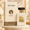 Aksa Zeynep alkolsüz parfüm 50 ml kadın parfüm sprey kutusu ve şişesi