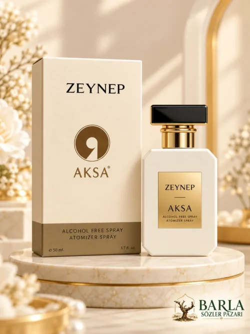 Aksa Zeynep alkolsüz parfüm 50 ml kadın parfüm sprey kutusu ve şişesi