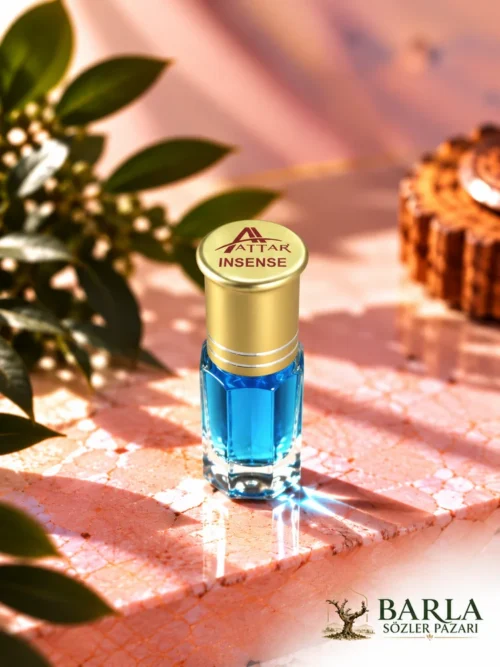 Attar Insense 3 ml Alkolsüz Esans mavi şişe ve altın renkli kapak