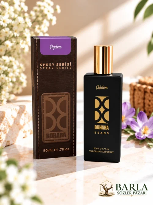 Buhara Çiğdem 50 ml alkolsüz parfüm spreyi ve kutusu
