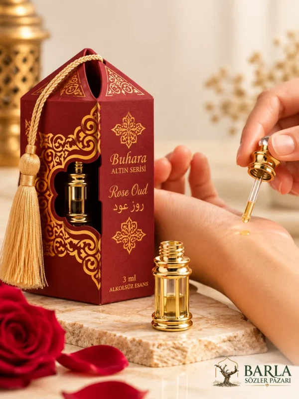 Rose Oud 3 ml alkolsüz esans bileğe uygulama ve cam çubuk aplikatör kullanımı
