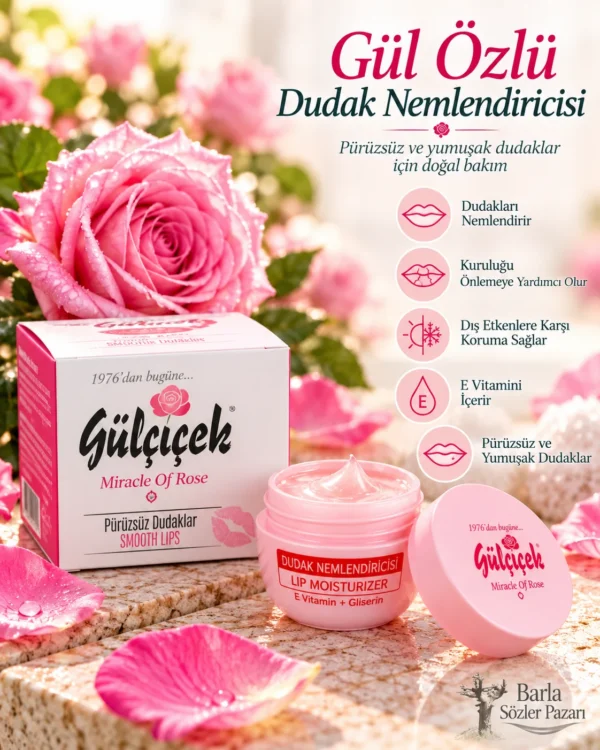 Gülçiçek 20 ml Gül Özlü Dudak Nemlendiricisi