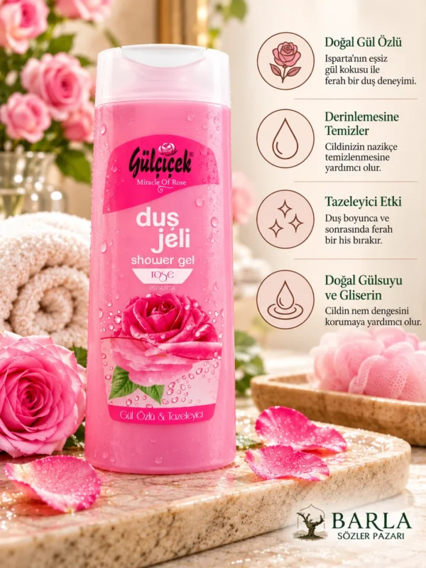 Gülçiçek 420 ml Doğal Gülsuyu ve Gliserin İçeren Duş Jeli