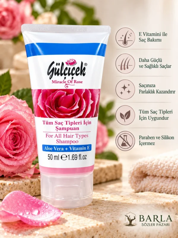Gülçiçek 50 ml Aloe Vera ve E Vitamini İçeren Saç Bakım Şampuanı