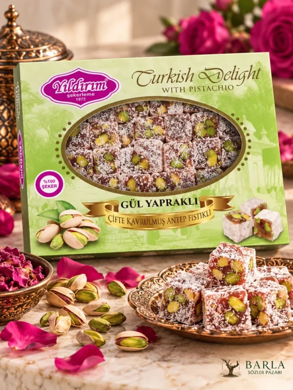Yıldırım Gül Yapraklı Çifte Kavrulmuş Antep Fıstıklı Lokum 300 g