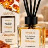Gülsemin Amber Bambu Çubuklu Oda Kokusu şişe ve etiket yakın plan