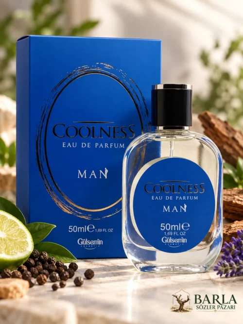 Gülsemin Coolness Eau de Parfum Man 50 ml erkek parfümü kutusu ve şişesi