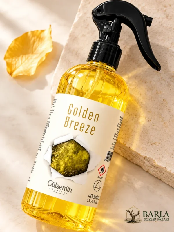 Gülsemin Golden Breeze Oda Spreyi 400 ml etiket ve şişe detayı