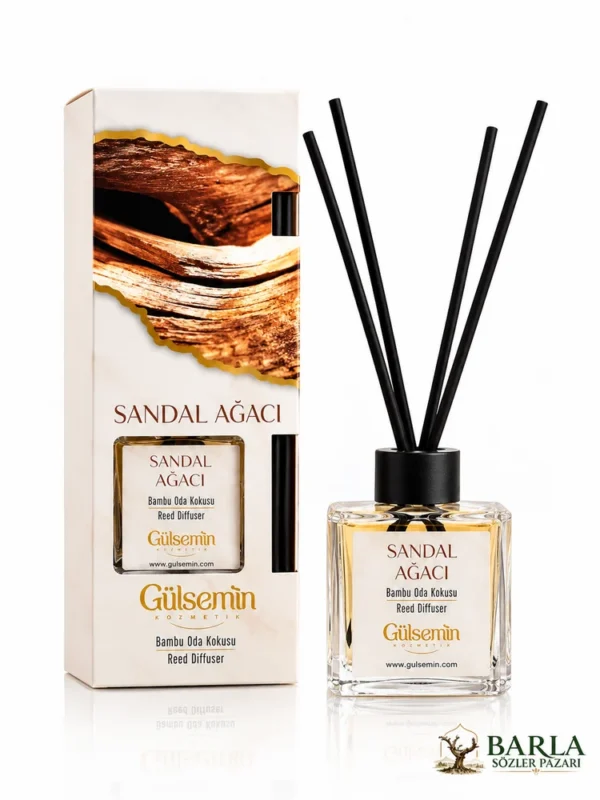 Gülsemin Sandal Ağacı bambu çubuklu oda kokusu sade dekoratif sunum