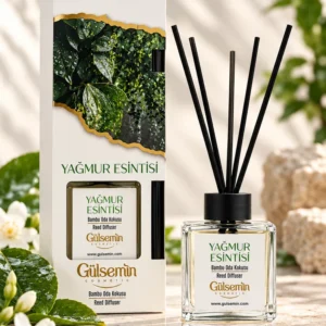 Gülsemin Yağmur Esintisi Bambu Çubuklu Oda Kokusu kutu ve şişe