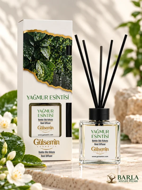 Gülsemin Yağmur Esintisi Bambu Çubuklu Oda Kokusu kutu ve şişe